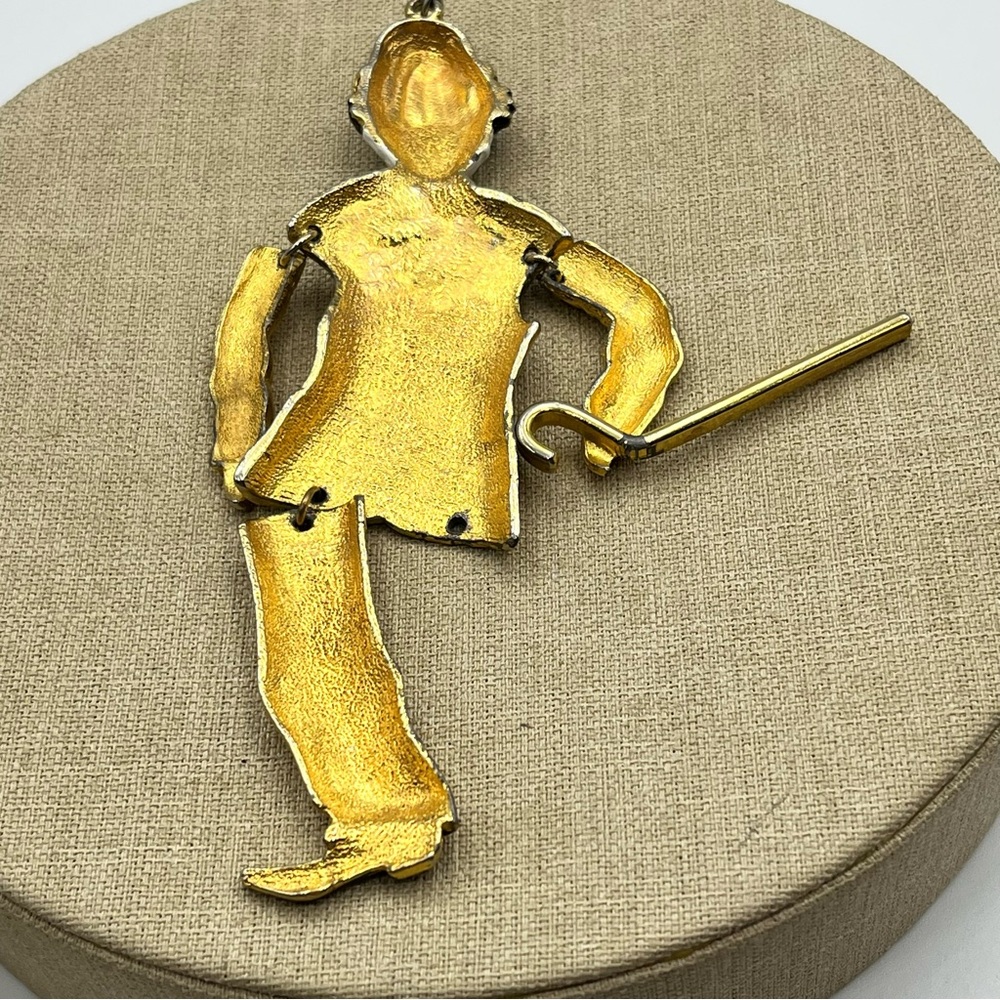 Vintage Charlie Chaplin Enamel Movable Pendant 5.5in - Picture 4 of 6